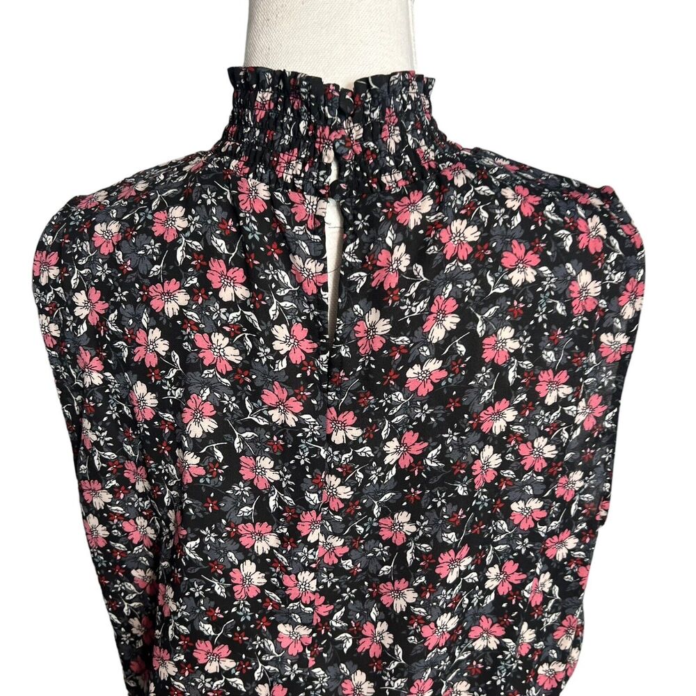 Nanette Lepore Women Black SZ 12 Sleeveless high Mock Neck Hi low Floral Dress - Picture 5 of 9